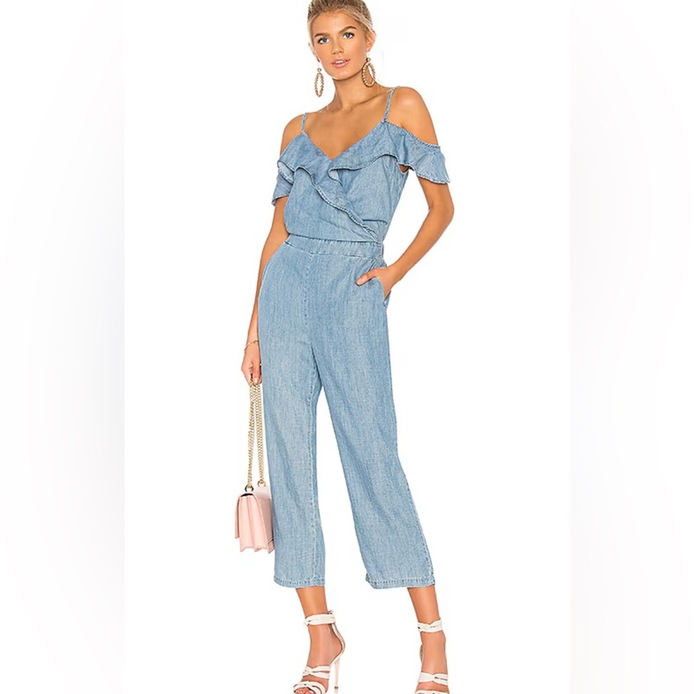 Michael Stars Chambray Ruffle sleeve romper sz m